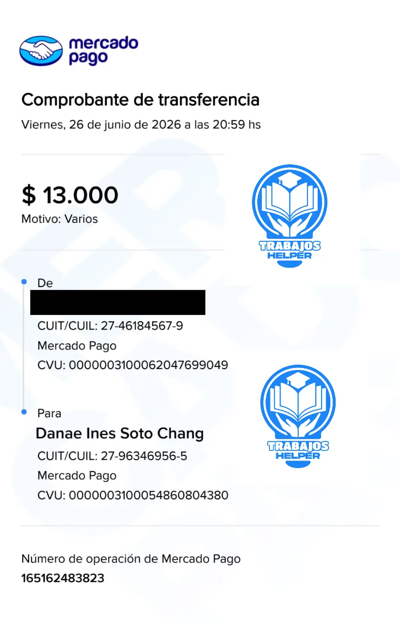 Comprobante de pago de cliente de Trabajos Helper